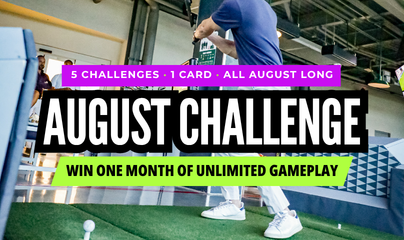 Promotional banner for August Challenge: 5 challenges, 1 card, all August long with a chance to win one month of unlimited gameplay